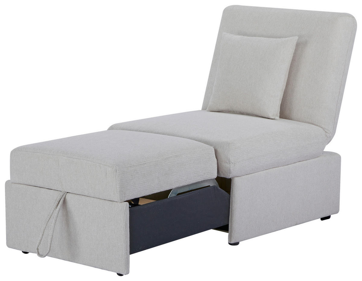 SCHLAFSESSEL in Samt Beige  - Beige/Schwarz, Design, Holz/Kunststoff (70/95/97cm) - Livetastic