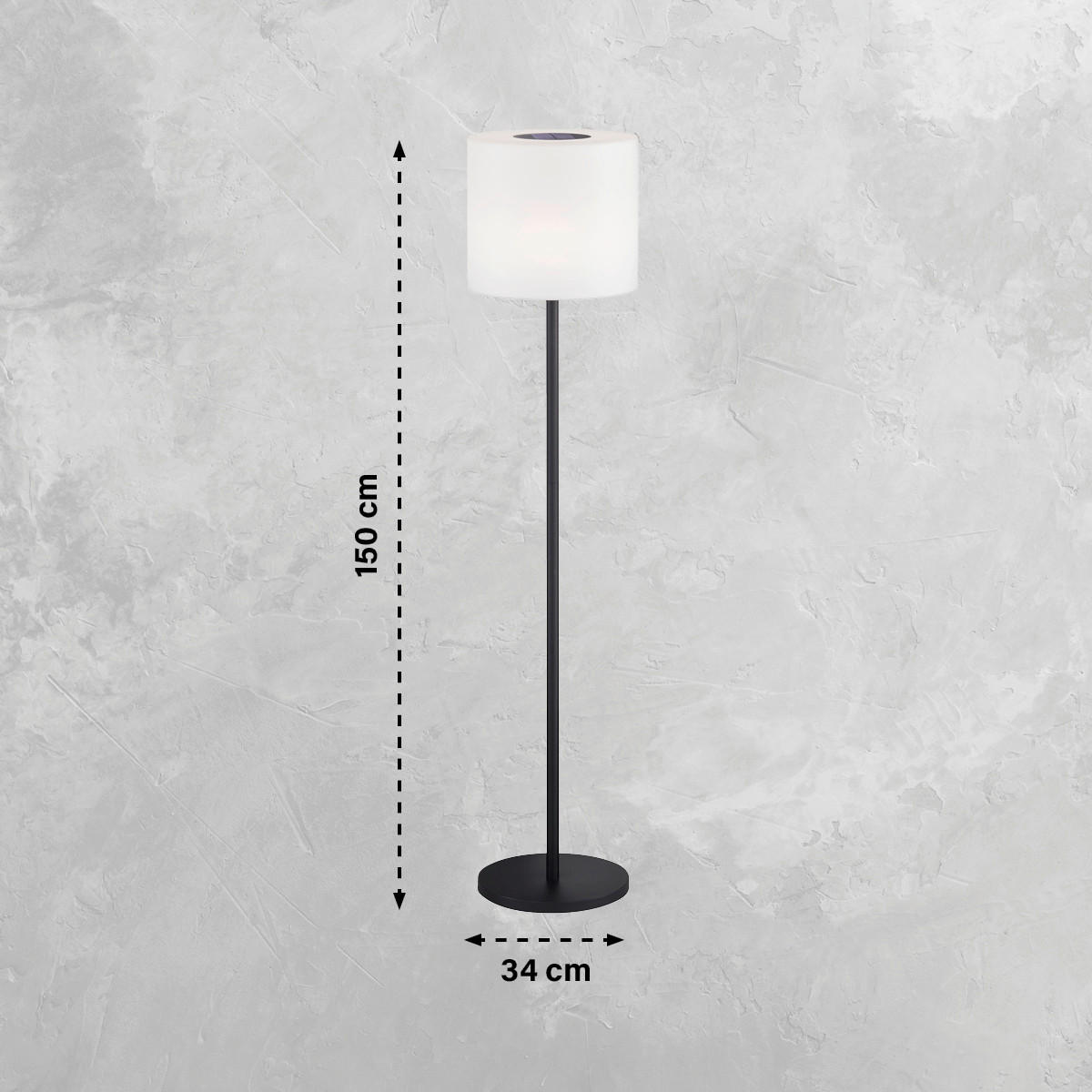 AKKU-STEHLEUCHTE 34/150 cm    - Schwarz/Weiß, Design, Glas/Kunststoff (34/150cm) - Schöner Wohnen