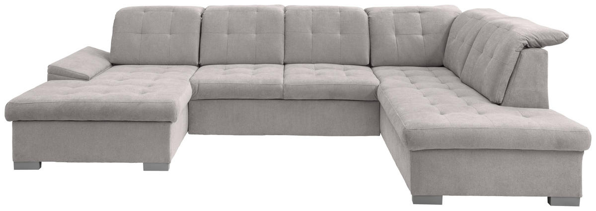 WOHNLANDSCHAFT Grau Mikrofaser  - Chromfarben/Grau, MODERN, Kunststoff/Textil (169/330/212cm) - Livetastic