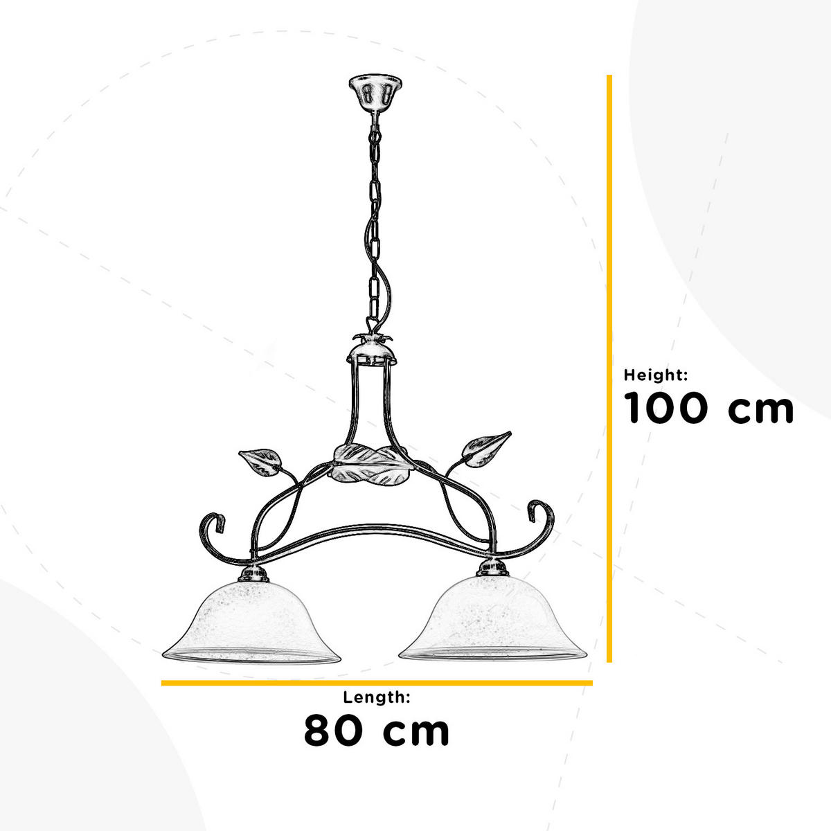 HÄNGELEUCHTE 80/45/110 cm  - Bronzefarben/Olivgrün, Natur, Glas/Metall (80/45/110cm)