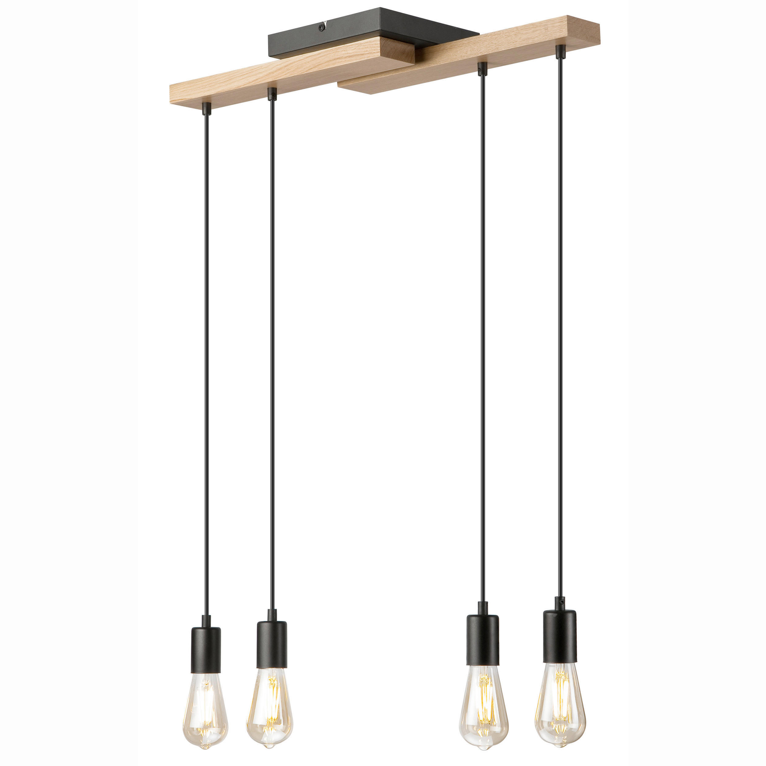 DECKENLEUCHTE    64/84/150 cm  - Honigeiche/Schwarz, Natur, Holz/Metall (64/84/150cm)