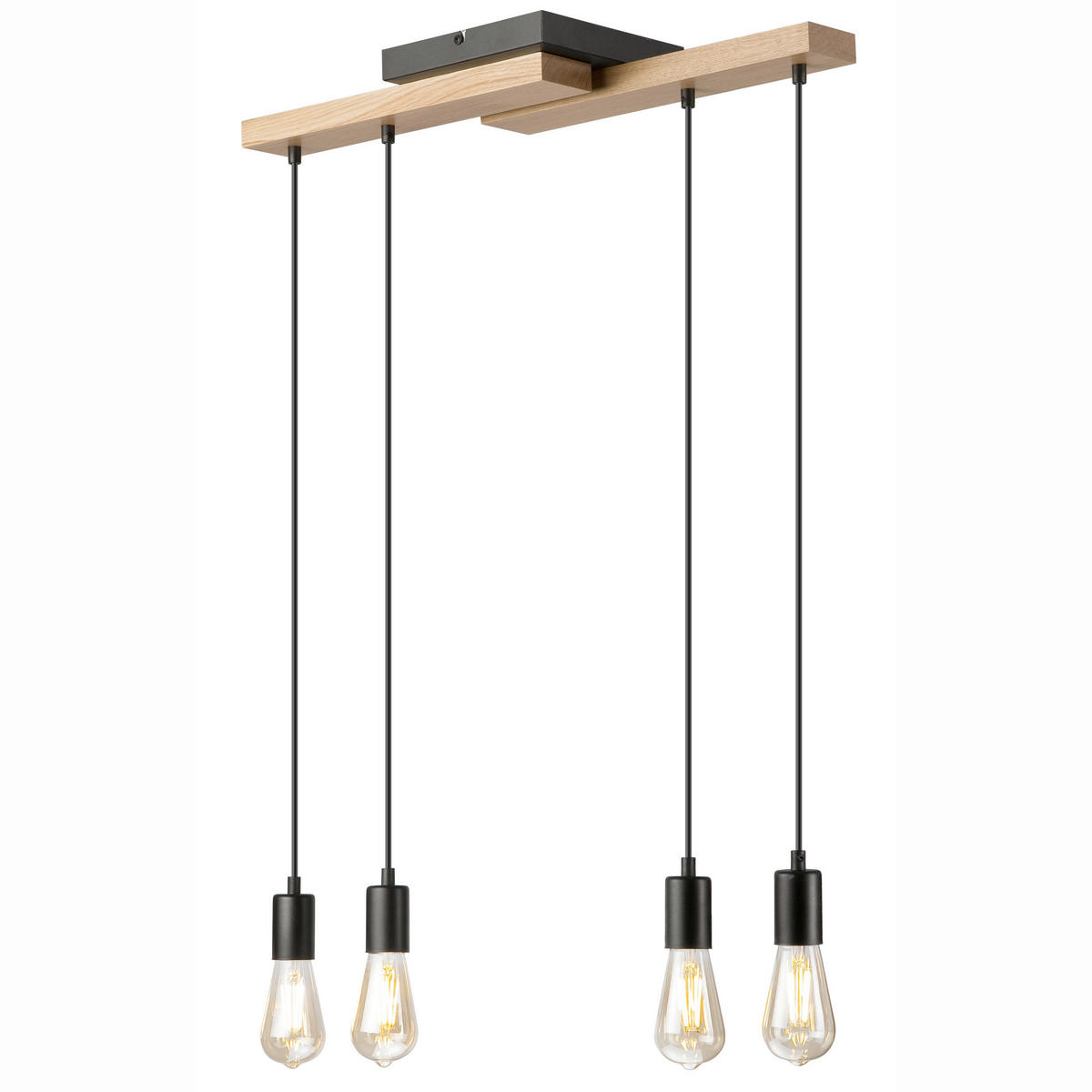 DECKENLEUCHTE    64/84/150 cm  - Honigeiche/Schwarz, Natur, Holz/Metall (64/84/150cm)