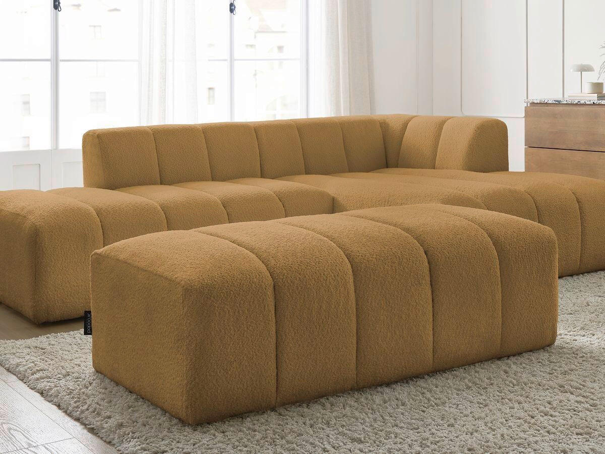 ECKSOFA  ANNECY Gelb Bouclé  - Gelb/Schwarz, MODERN, Kunststoff/Textil (262/170cm)