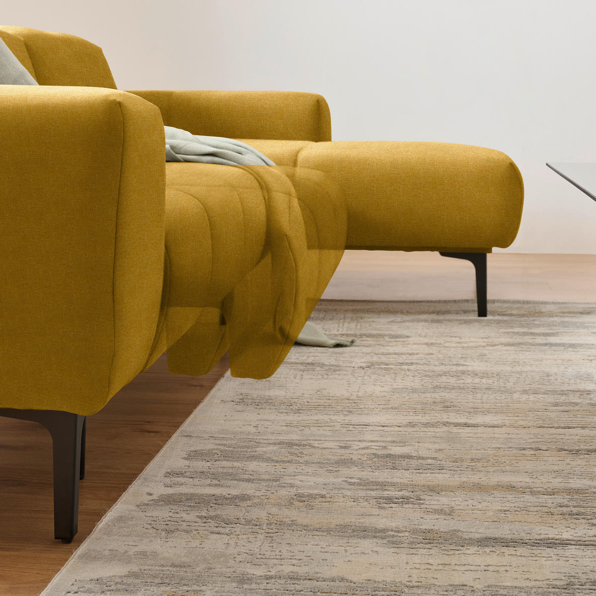 ECKSOFA in Chenille Currygelb  311/167 cm  - Currygelb/Schwarz, Design, Textil/Metall (311/167cm) - Xora