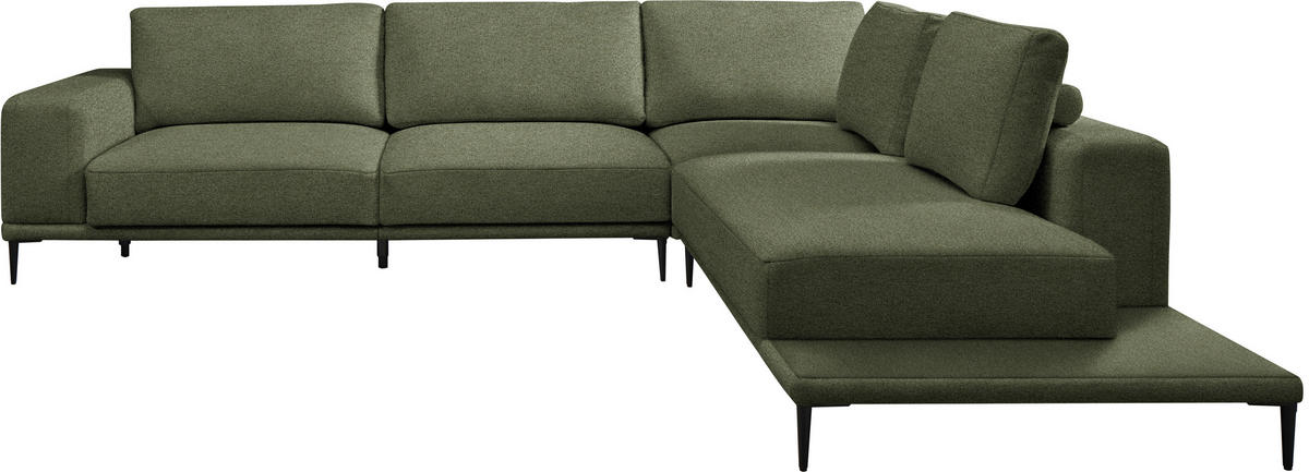 ECKSOFA  in Leinwand Grün  318/271 cm  - Schwarz/Grün, Design, Textil/Metall (318/271cm) - Belluti