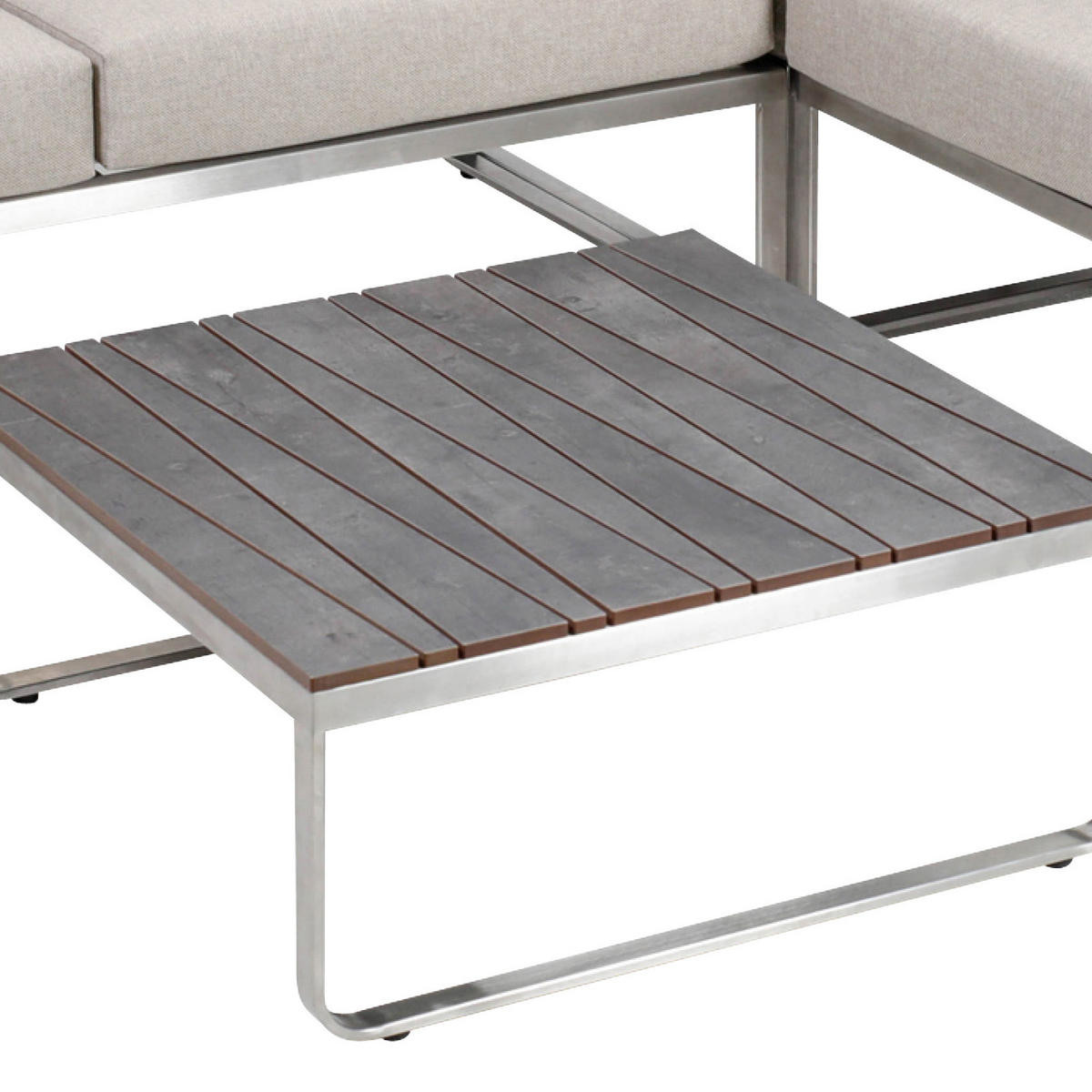 LOUNGEGARNITUR   143/71/70 cm Edelstahl  - Anthrazit/Beige, Basics, Kunststoff/Textil (143/71/70cm) - Gardenson