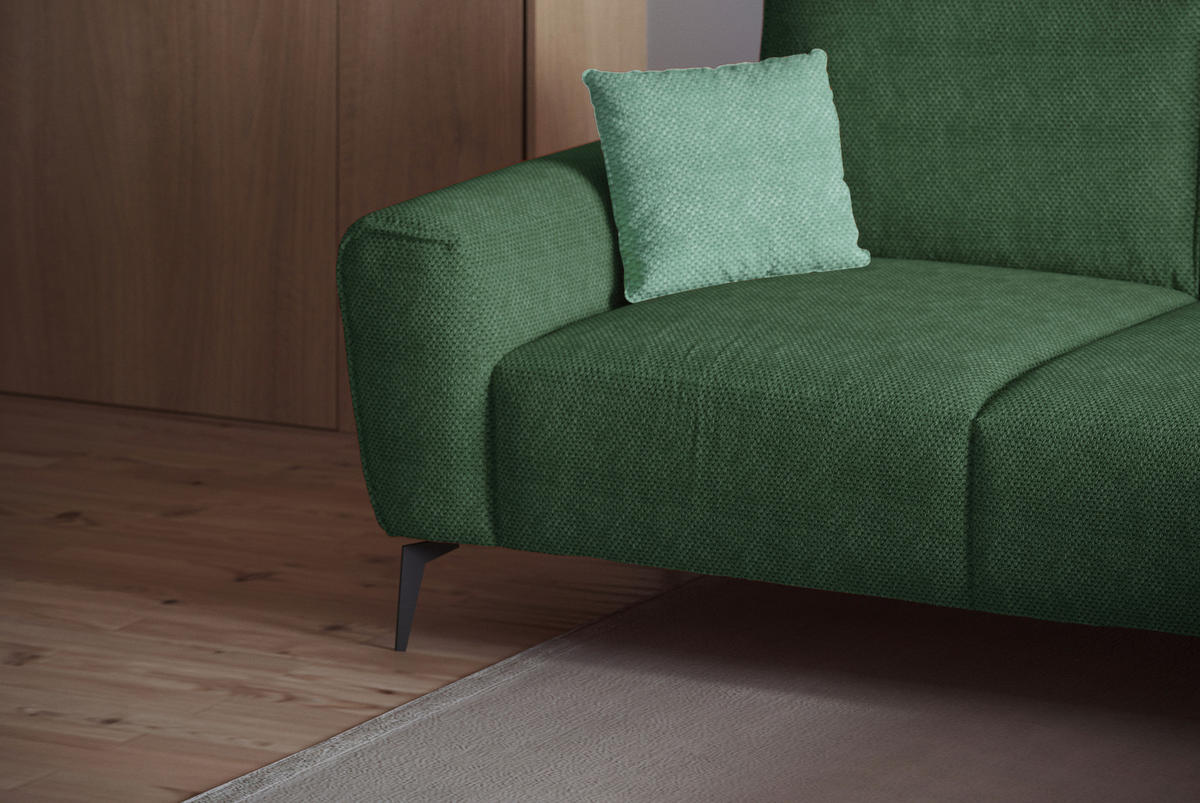 ECKSOFA in Webstoff Grün  - Schwarz/Grün, Design, Textil/Metall (272/170cm) - Welnova
