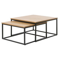 COUCHTISCHSET in Holzwerkstoff 68-75/68-75/35-40 cm  - Eichefarben/Schwarz, Basics, Holzwerkstoff/Metall (68-75/68-75/35-40cm) - Boxxx