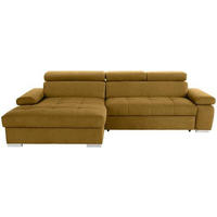 ECKSOFA in Velours Ecru  - Ecru/Silberfarben, Design, Holz/Textil (183/292cm) - Livetastic