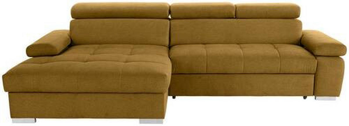 ECKSOFA in Velours Ecru  - Ecru/Silberfarben, Design, Holz/Textil (183/292cm) - Livetastic
