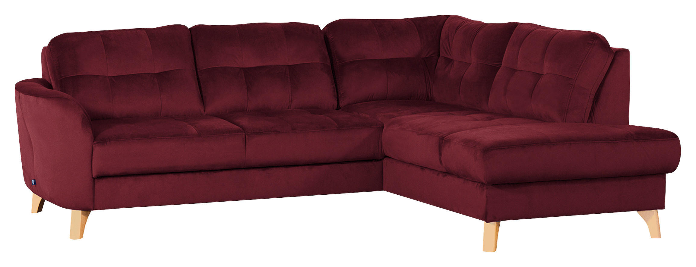 ECKSOFA Rot Samt  - Buchefarben/Rot, Design, Holz/Textil (236/190cm) - Livetastic