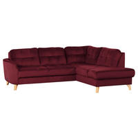 ECKSOFA Rot Samt  - Buchefarben/Rot, Design, Holz/Textil (236/190cm) - Livetastic