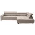 ECKSOFA Sandfarben Feincord  - Sandfarben/Schwarz, KONVENTIONELL, Kunststoff/Textil (311/219cm) - Hom`in