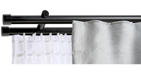 VORHANGSTANGENSET 120 cm - Schwarz, Basics, Metall (120cm) - Homeware