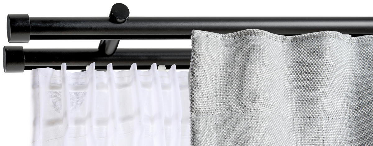 ŠIPKA ZA ZAVESU - SET crna, metal - crna, Osnovno, metal (120cm) - Homeware