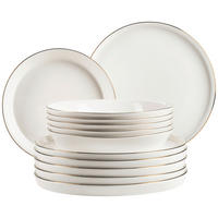 TAFELSERVICE Sita 12-teilig  - Weiss/Goldfarben, Trend, Keramik - Mäser