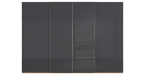 SCHWEBETÜRENSCHRANK 316/235/68 cm 4-türig Grau, Eiche Artisan - Chromfarben/Eiche Artisan, Design, Glas/Holzwerkstoff (316/235/68cm) - Novel
