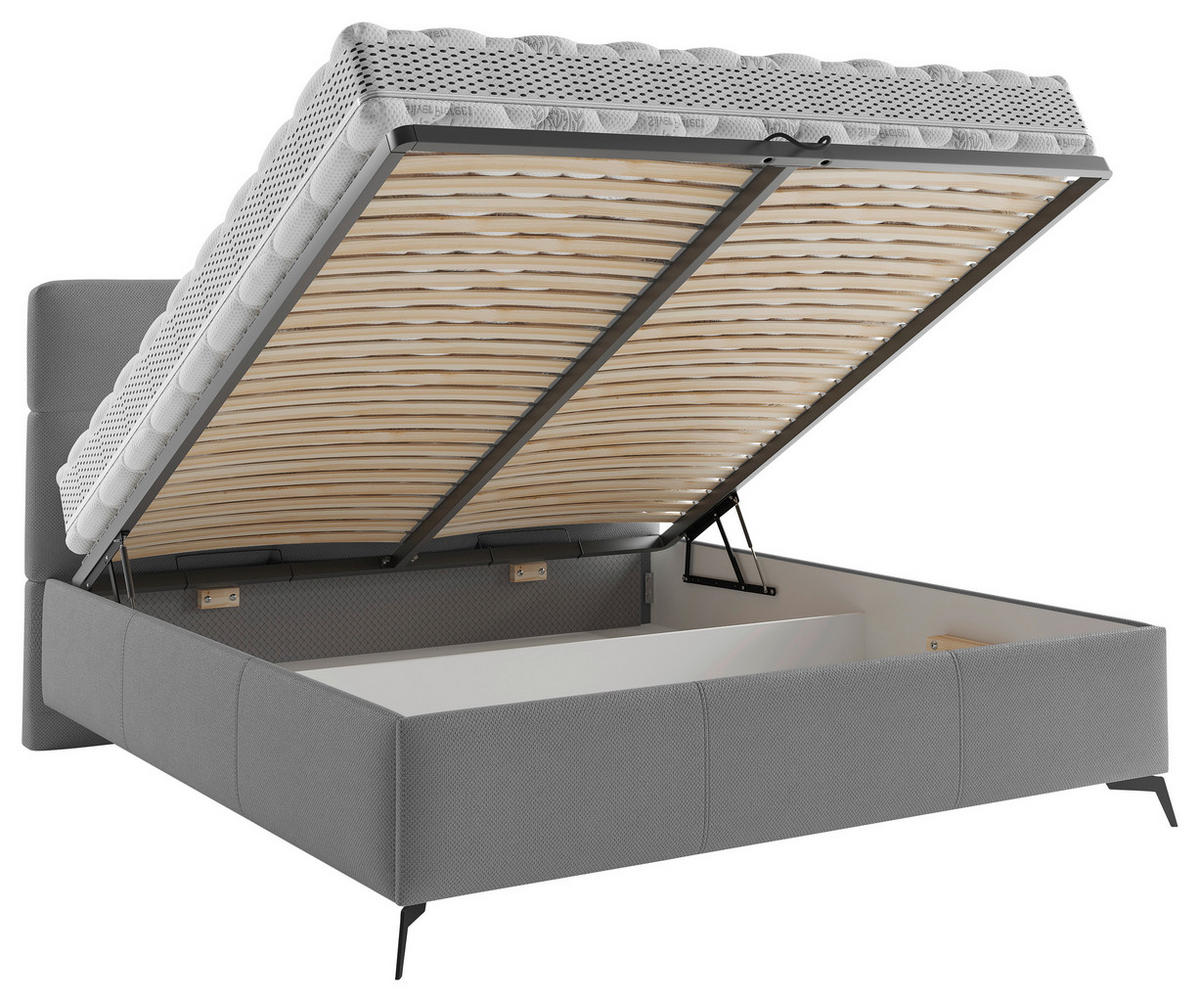 POLSTERBETT 140/200 cm  in Dunkelgrau  - Dunkelgrau/Schwarz, Modern, Holz/Textil (140/200cm) - Boxxx