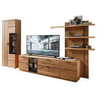 WOHNWAND  in Anthrazit, Eiche Bianco  324/207/50 cm   - Eiche Bianco/Anthrazit, Natur, Glas/Holz (324/207/50cm) - Linea Natura