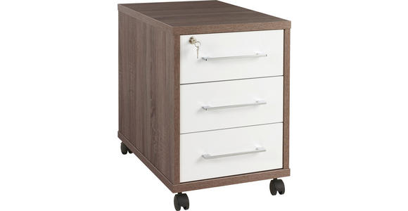 ROLLCONTAINER 43,8/63/65 cm - Silberfarben/Trüffeleichefarben, KONVENTIONELL, Holzwerkstoff/Kunststoff (43,8/63/65cm) - Voleo