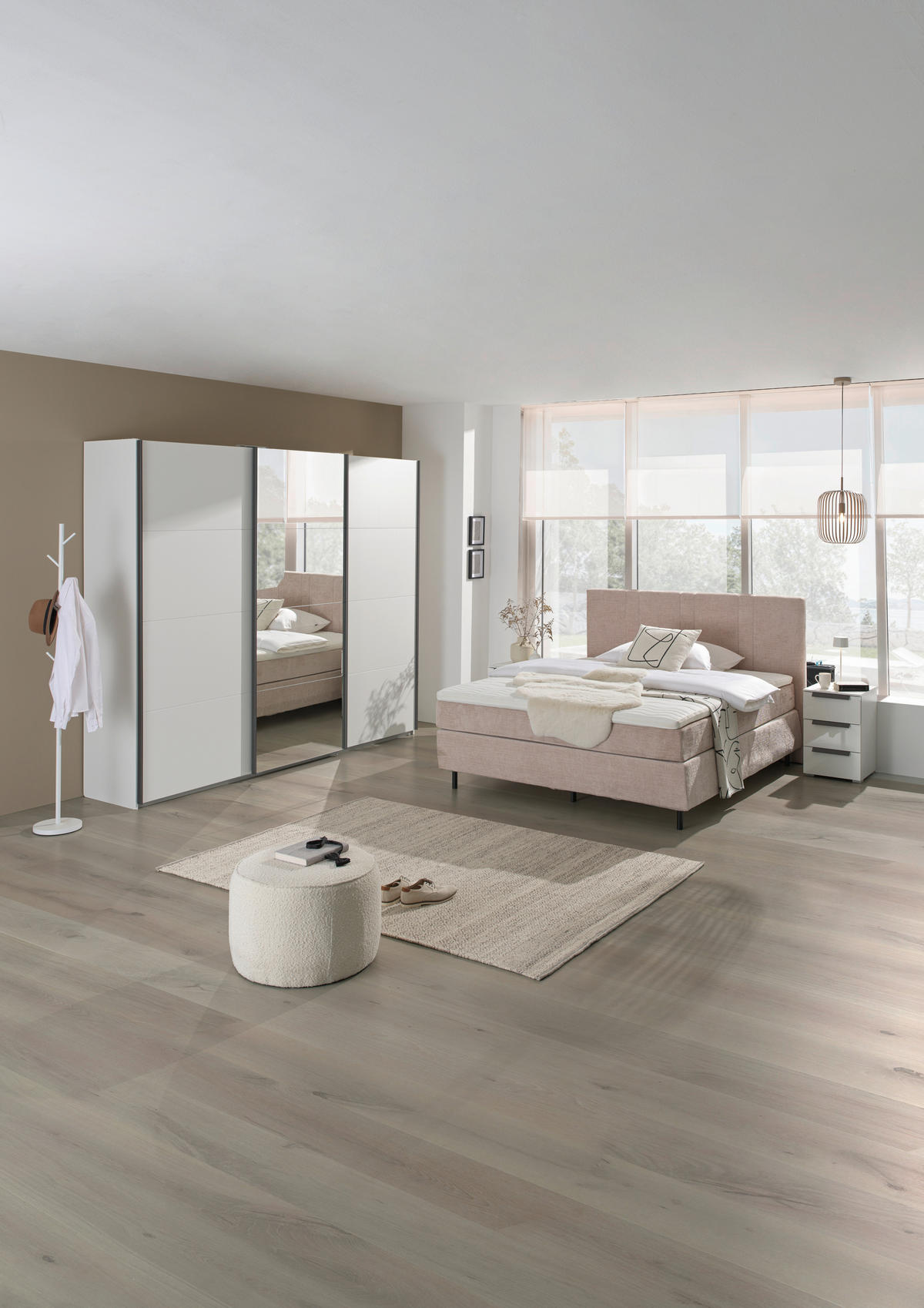 BOXSPRINGBETT 180/200 cm  in Beige  - Beige/Schwarz, Design, Textil/Metall (180/200cm) - Welnova