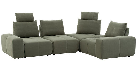 ECKSOFA in Velours Olivgrün 326/236 cm - Schwarz/Olivgrün, Design, Kunststoff/Textil (326/236cm) - Xora