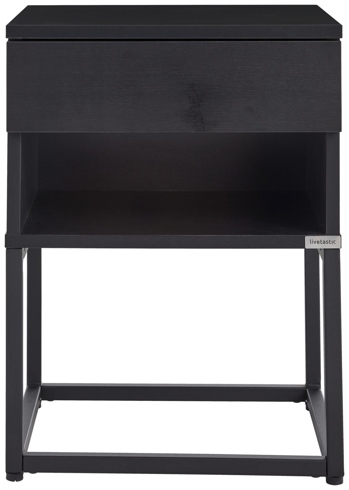 NACHTSCHRANK 40/55/35 cm  - Schwarz, MODERN, Holzwerkstoff/Metall (40/55/35cm) - Livetastic