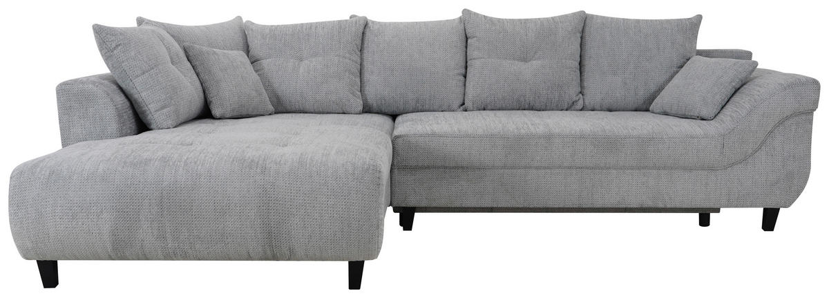 HÖRNSOFFA i chenille, struktur grå  - svart/grå, Klassisk, textil (197/309cm) - MID.YOU