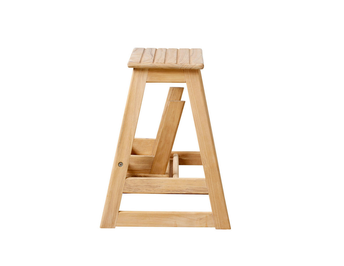 TRITTHOCKER SKALA  - Teakfarben, Natur, Holz (45,5/49/38,5cm) - Gardenson