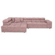 ECKSOFA  in Velours Rosa  213/317 cm  - Schwarz/Rosa, Design, Kunststoff/Textil (213/317cm) - Hom`in