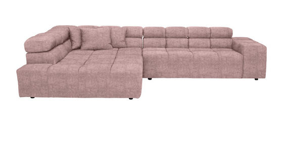 ECKSOFA  in Velours Rosa  213/317 cm  - Schwarz/Rosa, Design, Kunststoff/Textil (213/317cm) - Hom`in