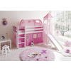 SPIELBETT Absturzsicherung, Leiter, Rutsche, Turm, Vorhang 90/200 cm  in Rosa, Weiß, Hellrosa  - Hellrosa/Rosa, Natur, Holz (90/200cm) - MID.YOU