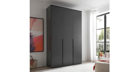 DREHTÜRENSCHRANK  in Graphitfarben  - Schwarz/Graphitfarben, MODERN, Holzwerkstoff/Kunststoff (135/225/52cm) - Carryhome