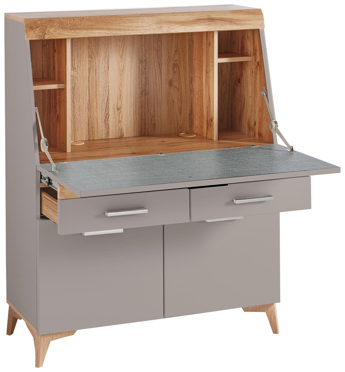 SEKRETÄR  Kabeldurchlass, Stauraum  - Eichefarben/Alufarben, LIFESTYLE, Holzwerkstoff/Kunststoff (98/124/39,6cm) - Carryhome