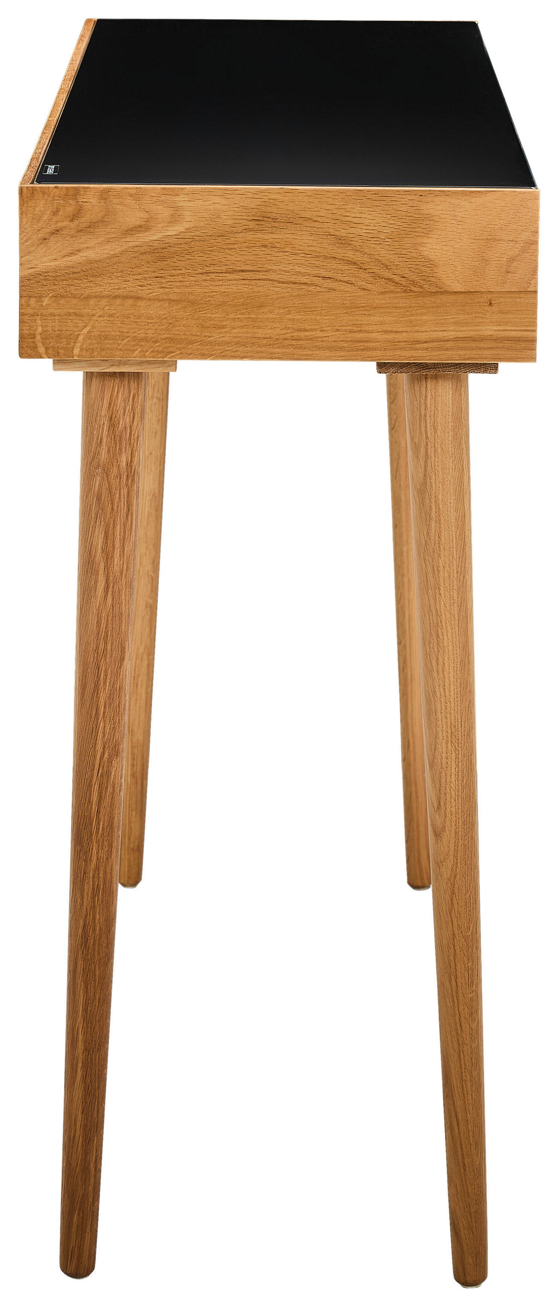KONSOLENTISCH Eiche massiv Naturfarben, Schwarz  - Schwarz/Naturfarben, Design, Glas/Holz (100/80/35cm) - MID.YOU