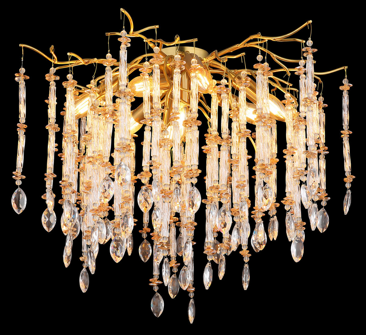 DECKENLEUCHTE  60/48 cm    - Klar/Goldfarben, KONVENTIONELL, Glas/Metall (60/48cm) - Globo