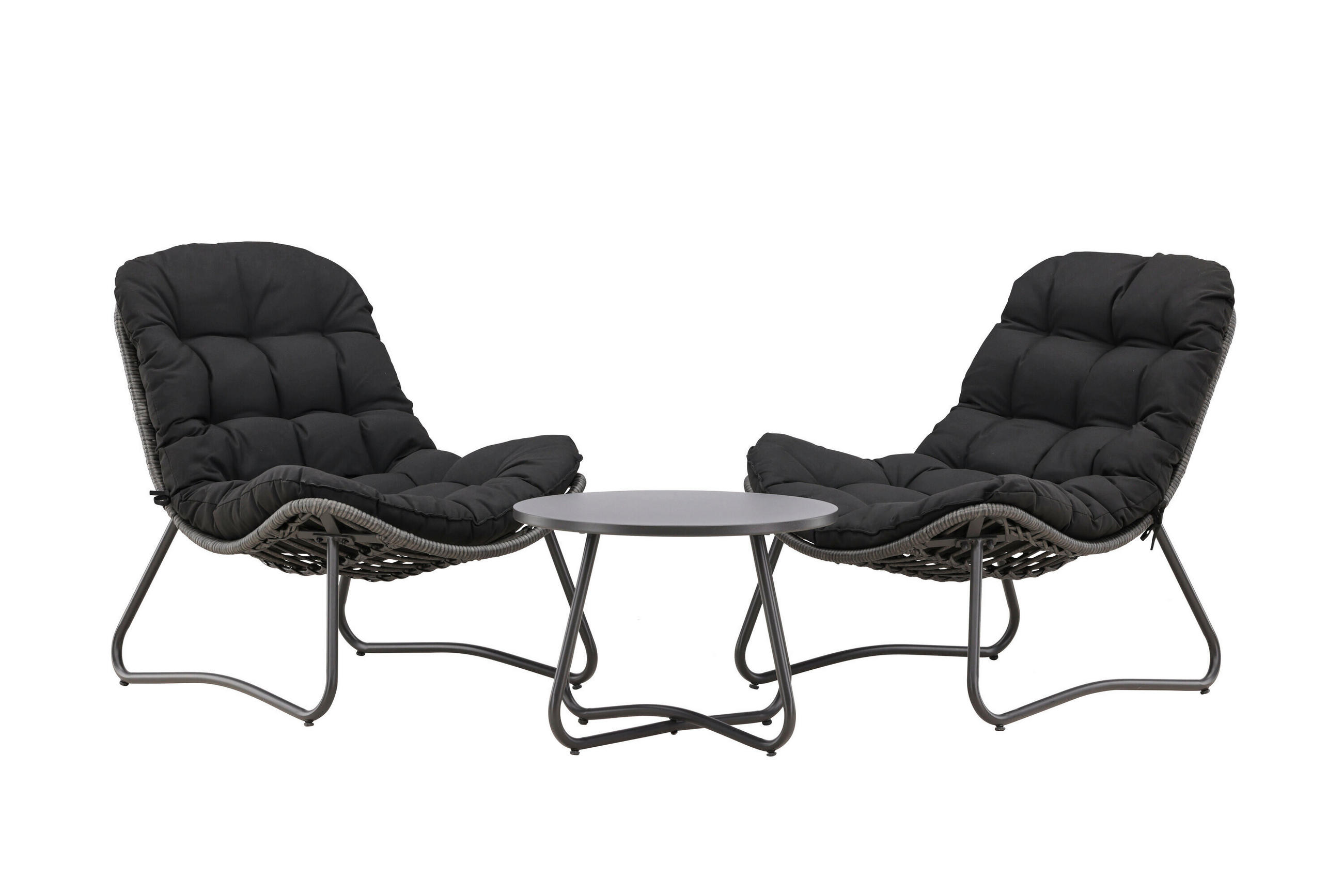 LOUNGEGARNITUR Stahl  - Schwarz/Grau, MODERN, Textil/Metall (68/76/93cm) - Gardenson