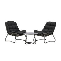 LOUNGEGARNITUR Stahl  - Schwarz/Grau, MODERN, Textil/Metall (68/76/93cm) - Gardenson