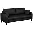 3-SITZER-SOFA in Lederlook Grau  - Schwarz/Grau, KONVENTIONELL, Holz/Textil (228/96/97cm) - Carryhome