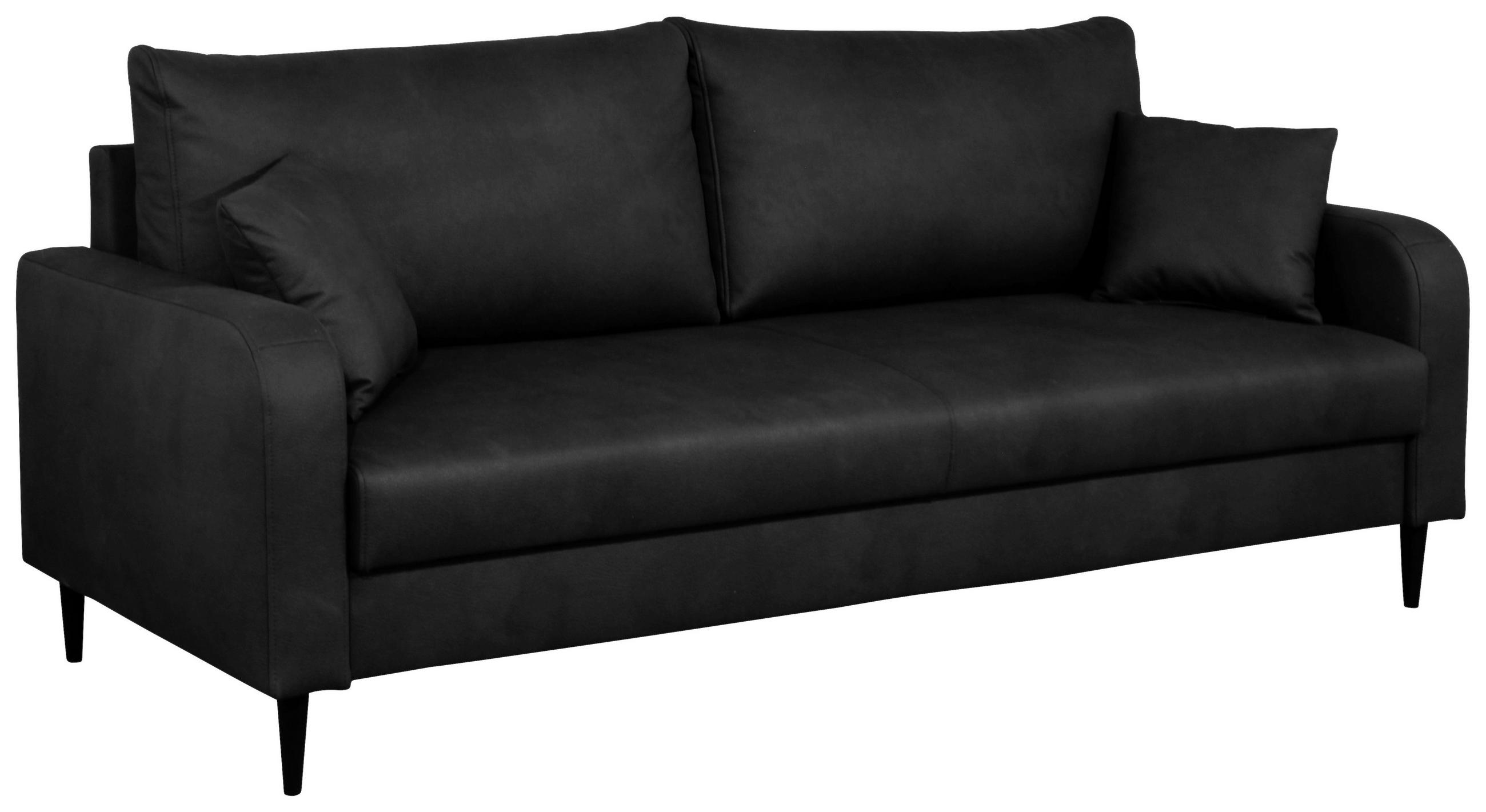 3-SITZER-SOFA in Lederlook Grau  - Schwarz/Grau, KONVENTIONELL, Holz/Textil (228/96/97cm) - Carryhome