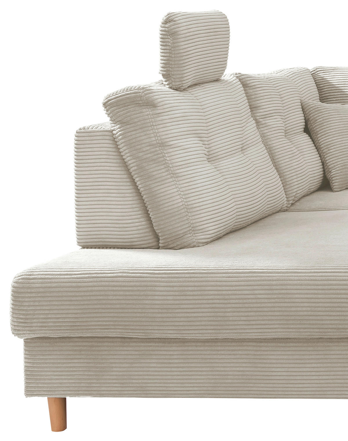 WOHNLANDSCHAFT in Cord Beige  - Beige/Naturfarben, Modern, Holz/Textil (206/338-352/176cm) - Livetastic