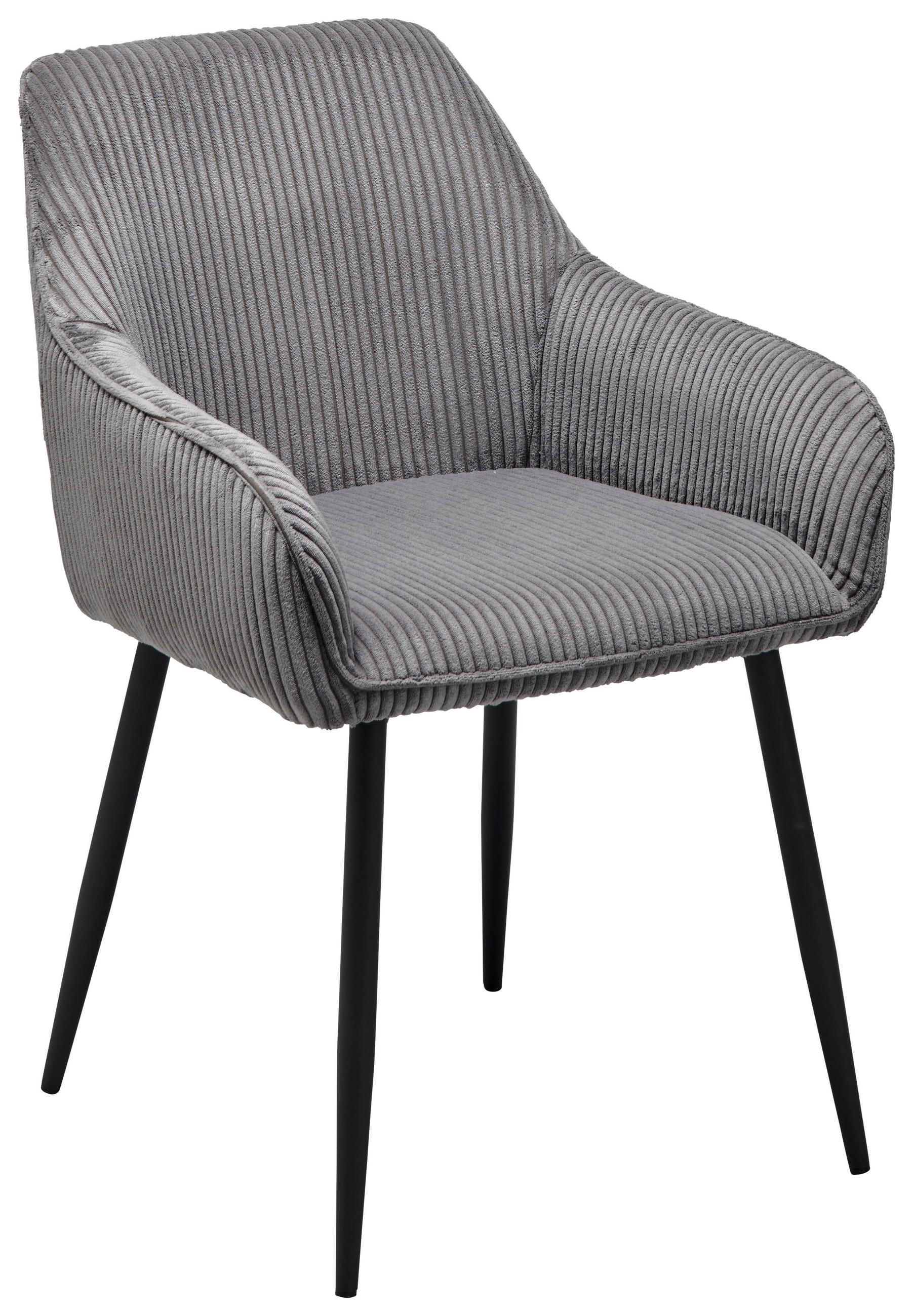 ARMLEHNSTUHL  in Eisen Cord  - Schwarz/Grau, Lifestyle, Textil/Metall (56/83/62cm) - MID.YOU