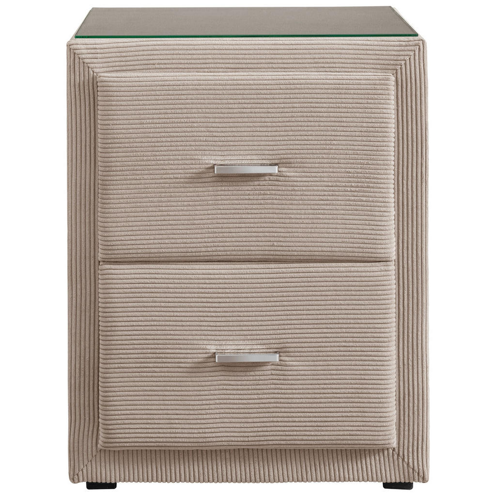 Thumbnail - Beldomo - Sleep Nachtschrank, Beige, Graubraun, Metall, 2 Schubladen, 48x60x43 cm, Goldenes M, Made in EU, erweiterbar, ...