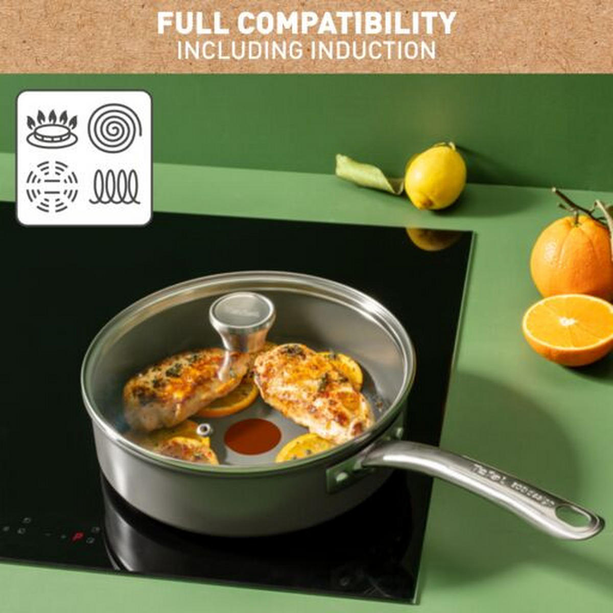 WOKSERPENYŐ 28 cm  - szürke, Basics, fém/kerámia (28cm) - Tefal