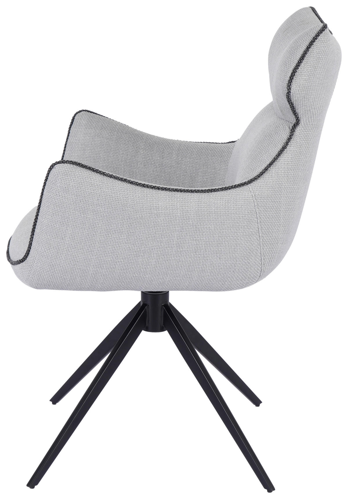 SCAUN CU BRAțE in negru, gri deschis  - gri deschis/negru, Design, metal/textil (59/90/64cm) - Novel