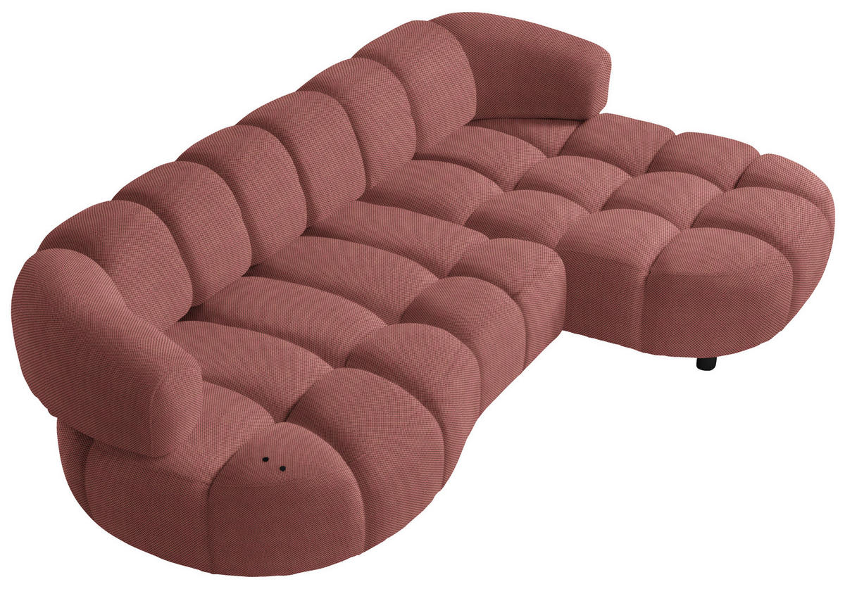 ECKSOFA in Webstoff Altrosa  - Schwarz/Altrosa, Design, Holz/Textil (284/183cm) - Welnova