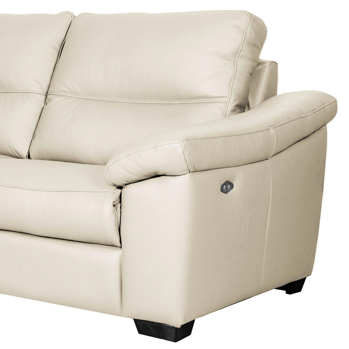 2-SITZER-SOFA  in Echtleder Creme   - Creme/Schwarz, Design, Leder/Holz (174/97/97cm) - Livetastic