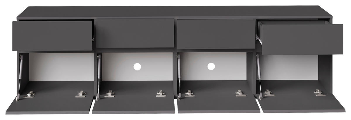 NIZKA OMARICA antracit  - črna/antracit, Design, leseni material (200/52,8/40cm) - Xora