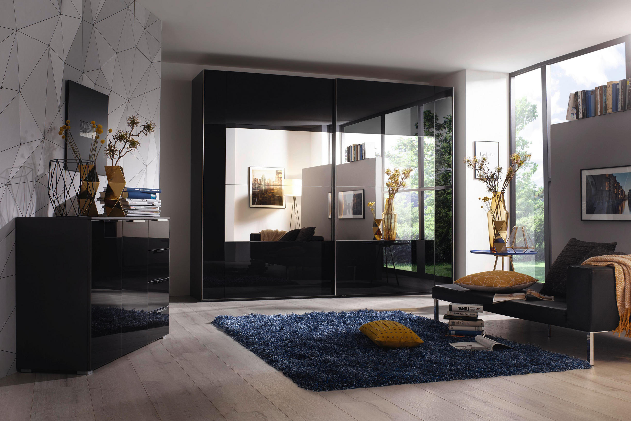 SCHWEBETÜRENSCHRANK 271/223/68 cm 2-türig Graphitfarben  - Chromfarben/Graphitfarben, Design, Glas/Holzwerkstoff (271/223/68cm) - Xora