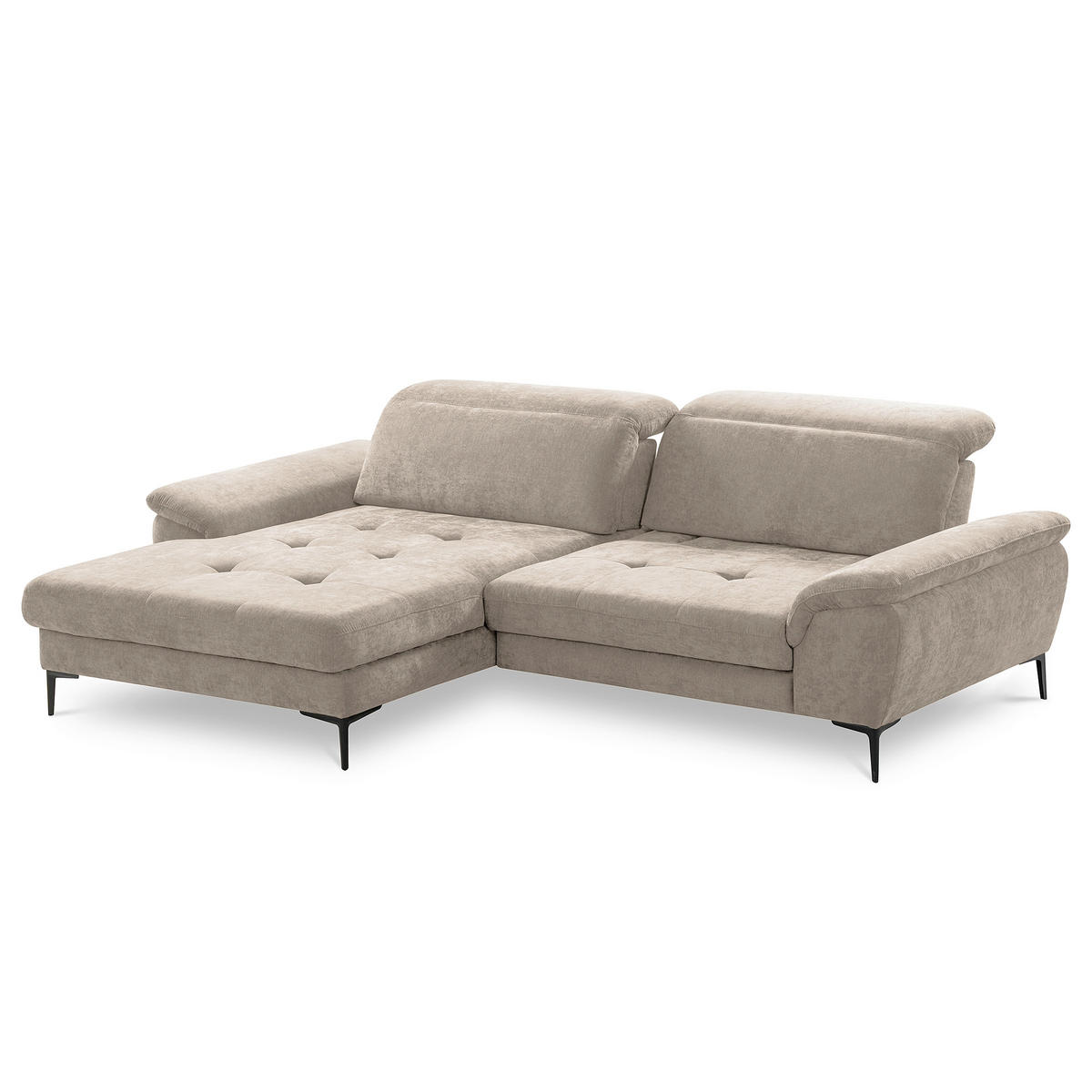 ECKSOFA  Webstoff Taupe  - Taupe/Schwarz, Design, Textil/Metall (195/268cm) - Livetastic